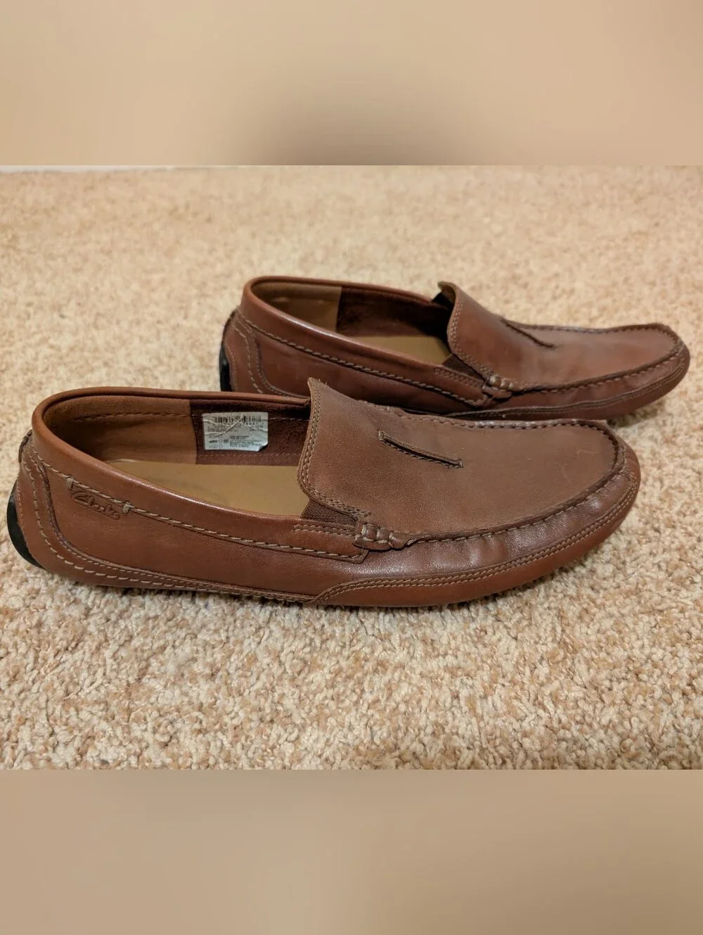 Clarks Men's Brown Leather Slip-On Loafers